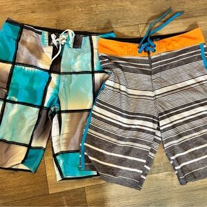 Men's Teal & Orange Board Shorts - Pair